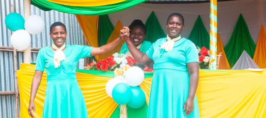 Choir members celebrating during a church celebration